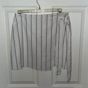 Forever 21 White Striped High Rise Mini Pencil Skirt
